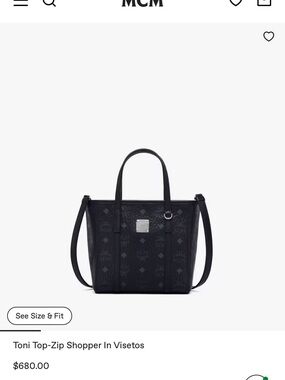 MCM Black Visetos Toni Top-Zip Shopper Tote